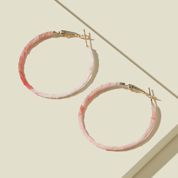 

Fabric Hoop Earrings, Pink
