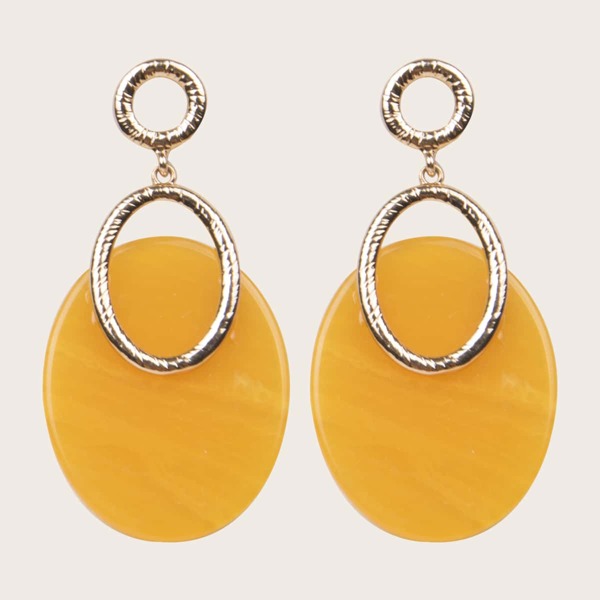 

Oval Design Drop Earrings, Yellow
