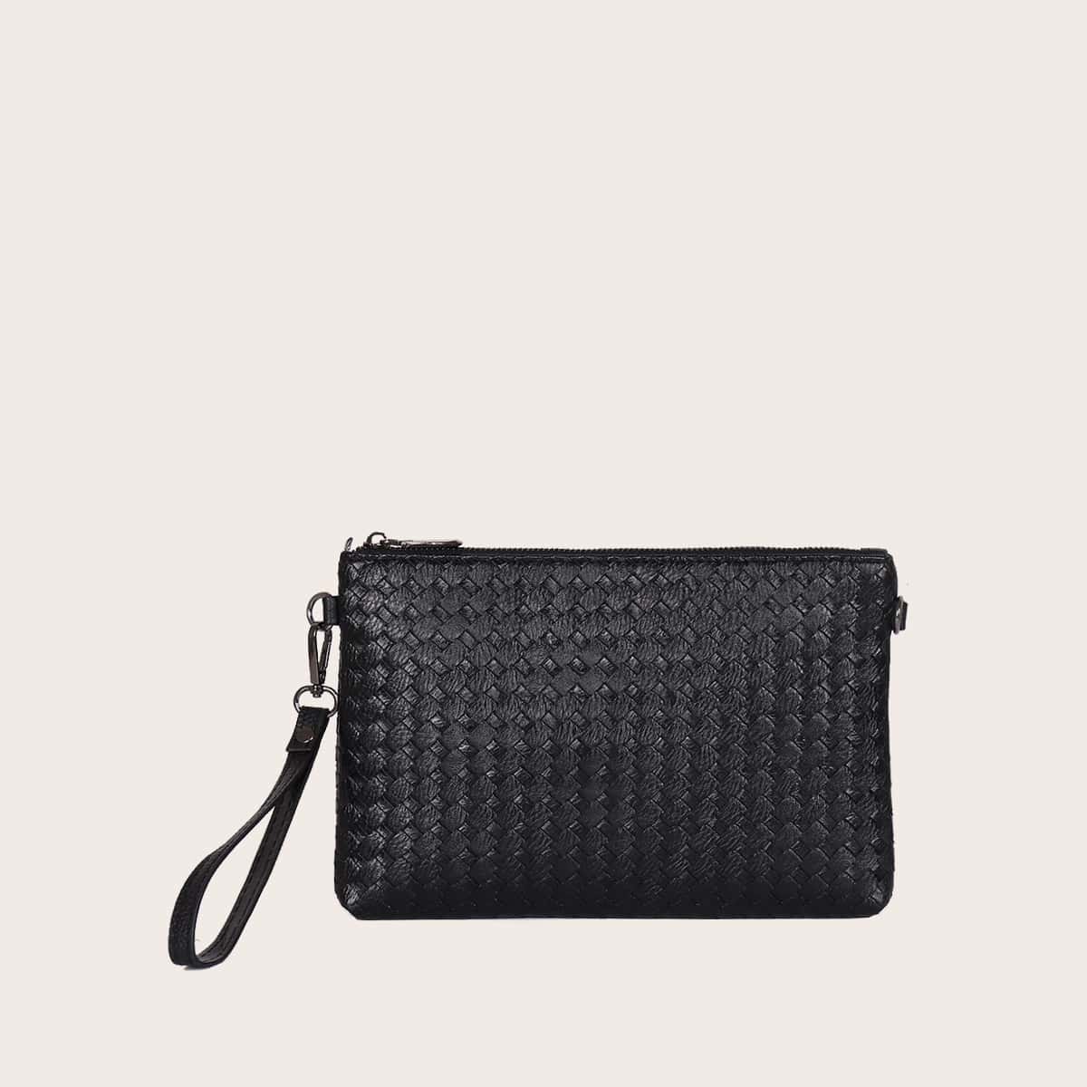 

Woven Clutch Bag, Black