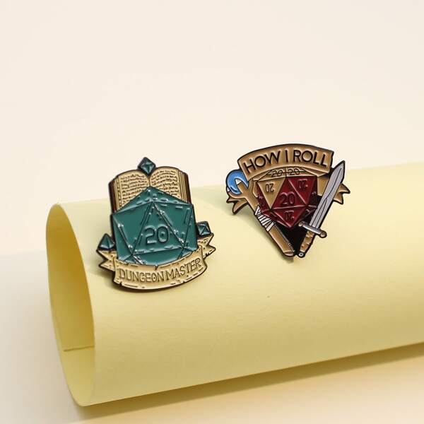 

2pcs Book Design Brooch, Multicolor