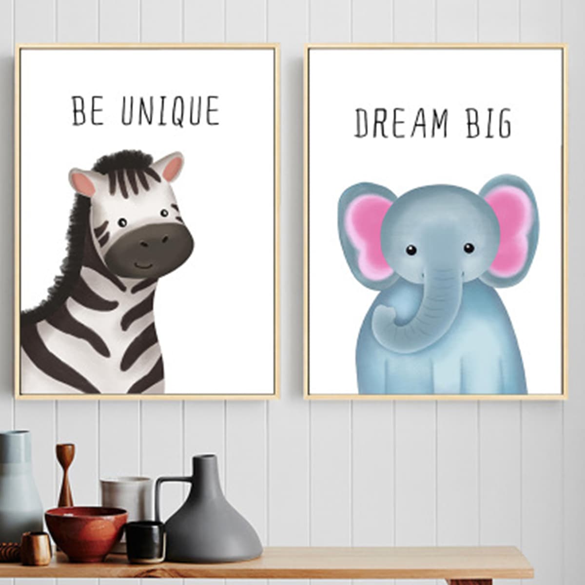 

Cartoon Animal Wall Print Without Frame, Multicolor