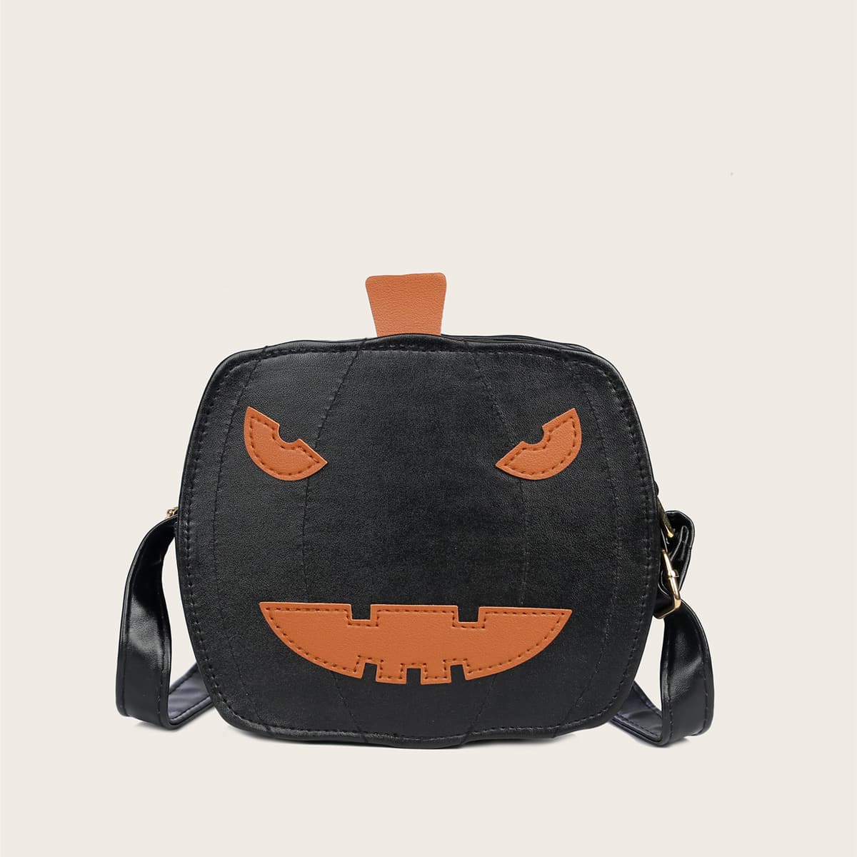 

Pumpkin Design Crossbody Bag, Black