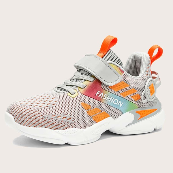 

Boys Chinese Letter Graphic Knit Sneakers, Grey