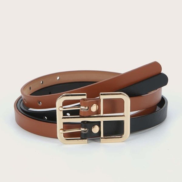

Geometric Buckle Layered Belt, Multicolor
