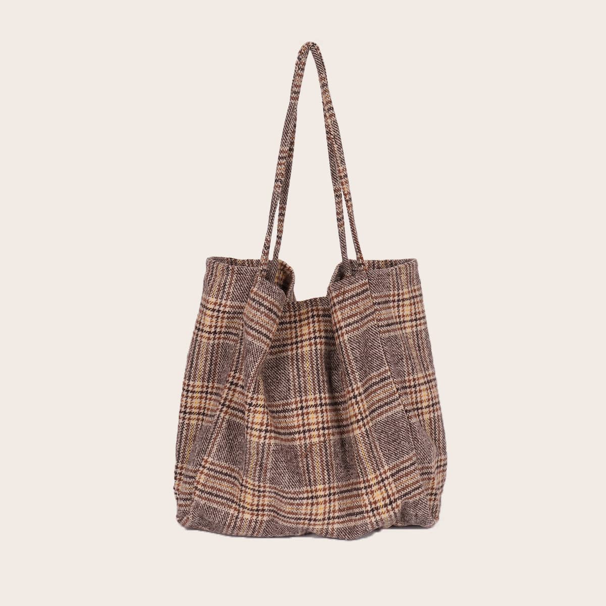

Plaid Canvas Shopper Bag, Multicolor