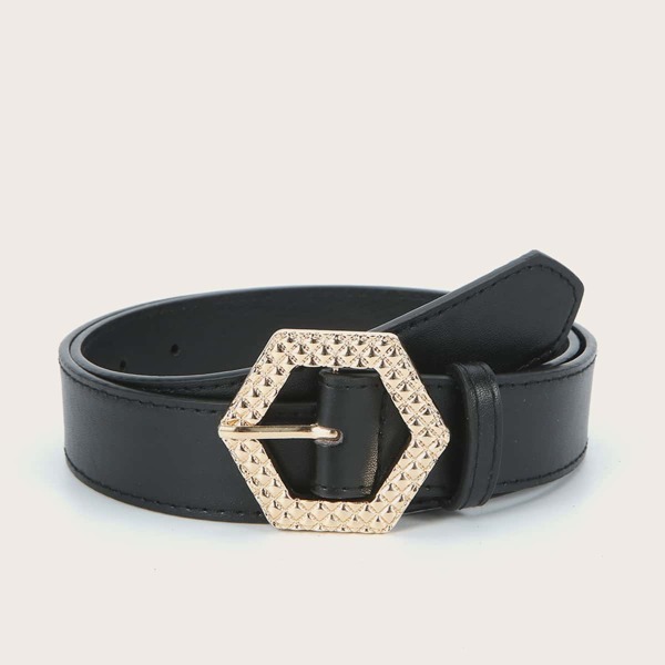 

Geometric Buckle Belt, Black