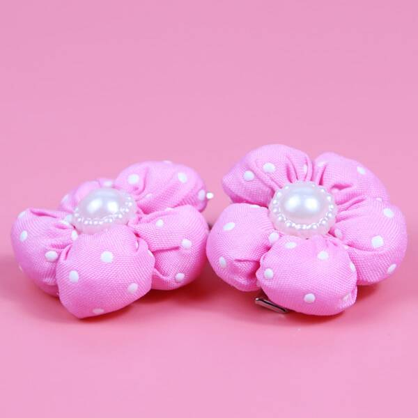 

1pair Flower Decor Dog Hair Clip, Pink