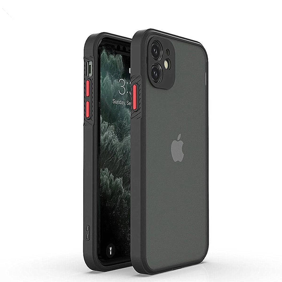 

1pc Contrast Frame iPhone Case, Black