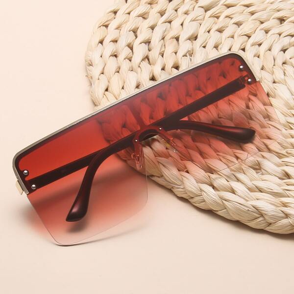 

Metal Frame Flat Top Sunglasses, Red
