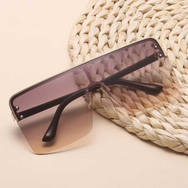 

Metal Frame Flat Top Sunglasses, Multicolor