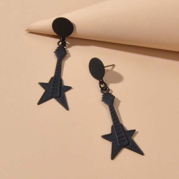 

Musical Instrument Star Drop Earrings, Black