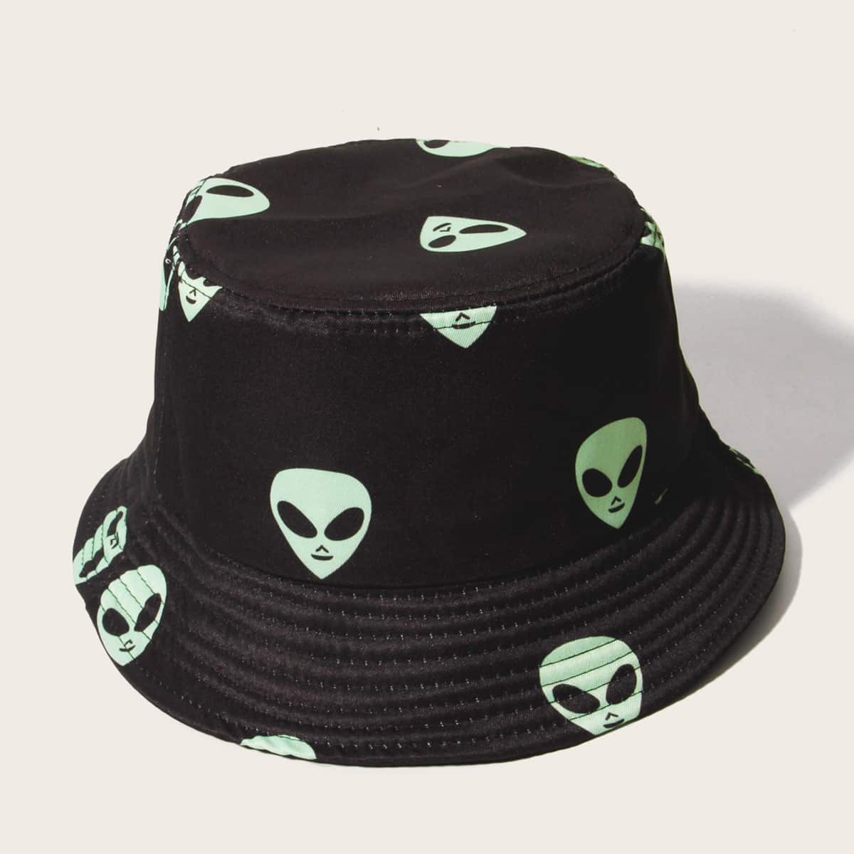 

Guys Alien Pattern Bucket Hat, Black