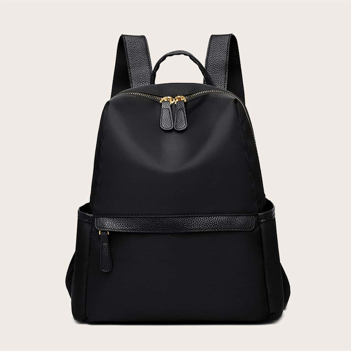 

Minimalist Zip Front Backpack, Black