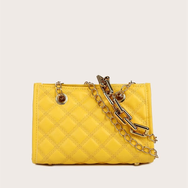 

Quilted Chain Crossbody Bag, Yellow