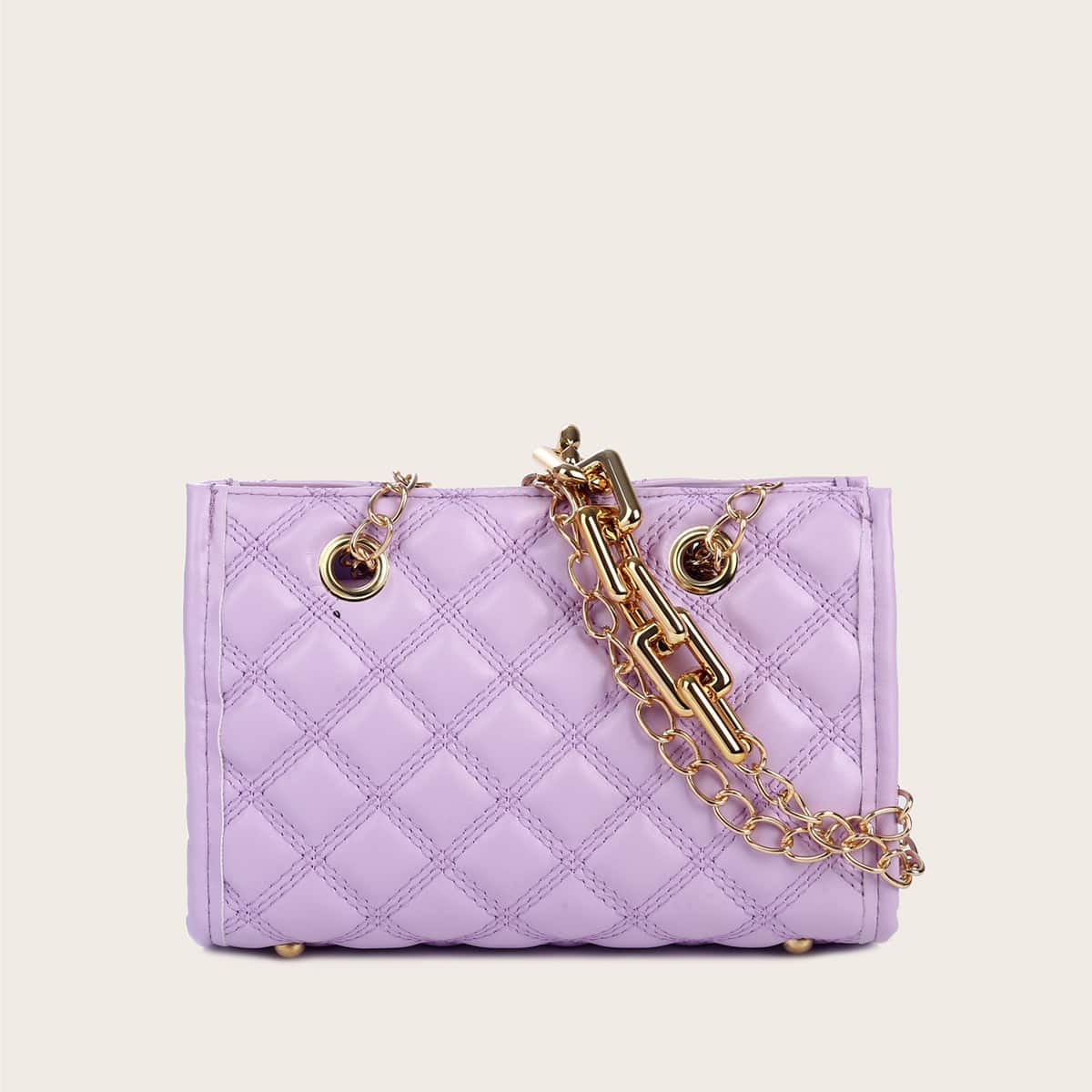 

Quilted Chain Crossbody Bag, Purple