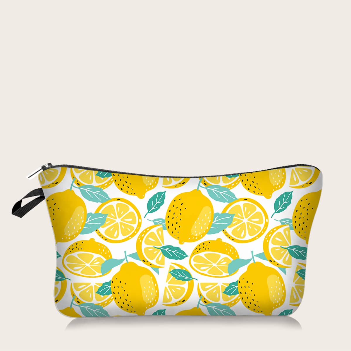

1pc Lemon Print Makeup Bag, Multicolor