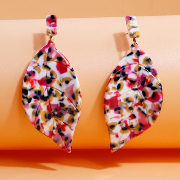 

Colorful Leaf Drop Earrings, Multicolor