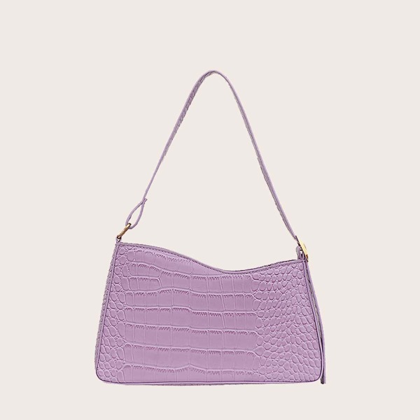 

Girls Croc Embossed Shoulder Bag, Purple