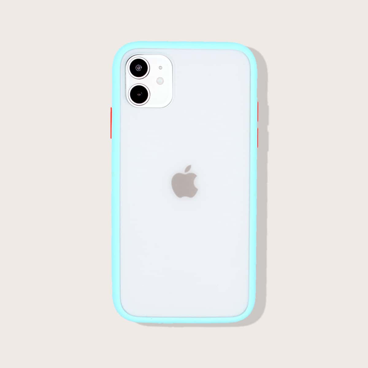 

1pc Contrast Frame iPhone Case, Mint blue
