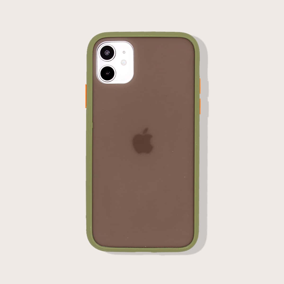

1pc Contrast Frame iPhone Case, Olive green