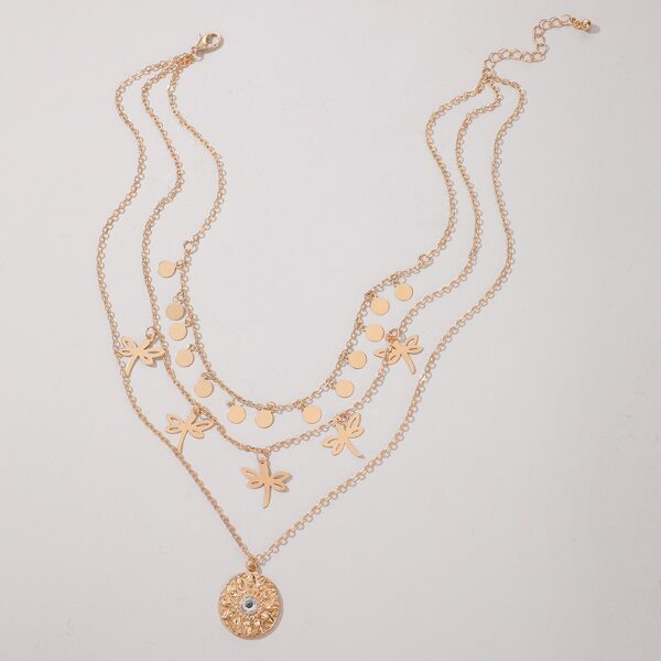 

Disc Tassel Layered Necklace, Gold