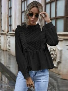 Camisa ajustada bajo fruncido con bordado con ojal | Mode de Camisa ajustada bajo fruncido con bordado con ojal | Mode de