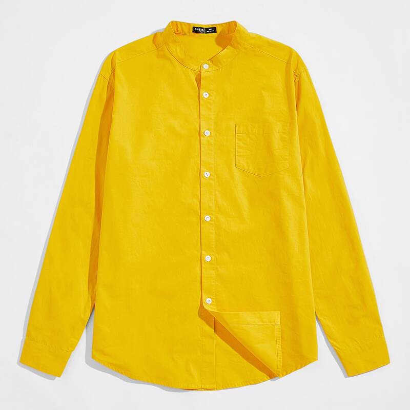 

Guys Pocket Patched Solid Shirt, Yellow bright