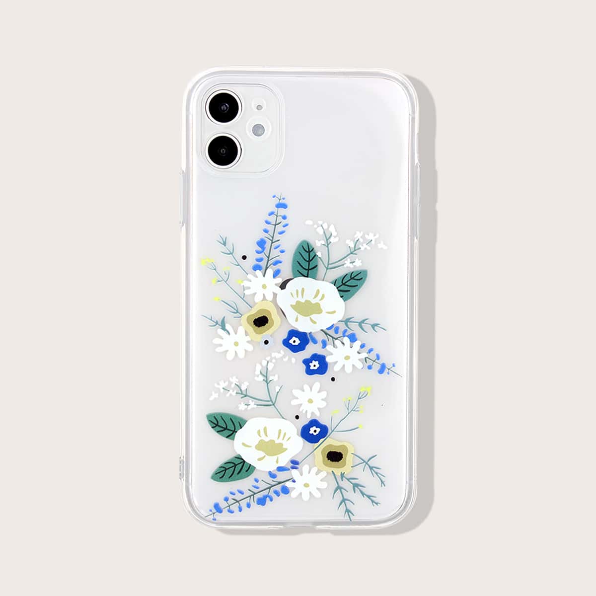

1pc Flower Print iPhone Case, Clear