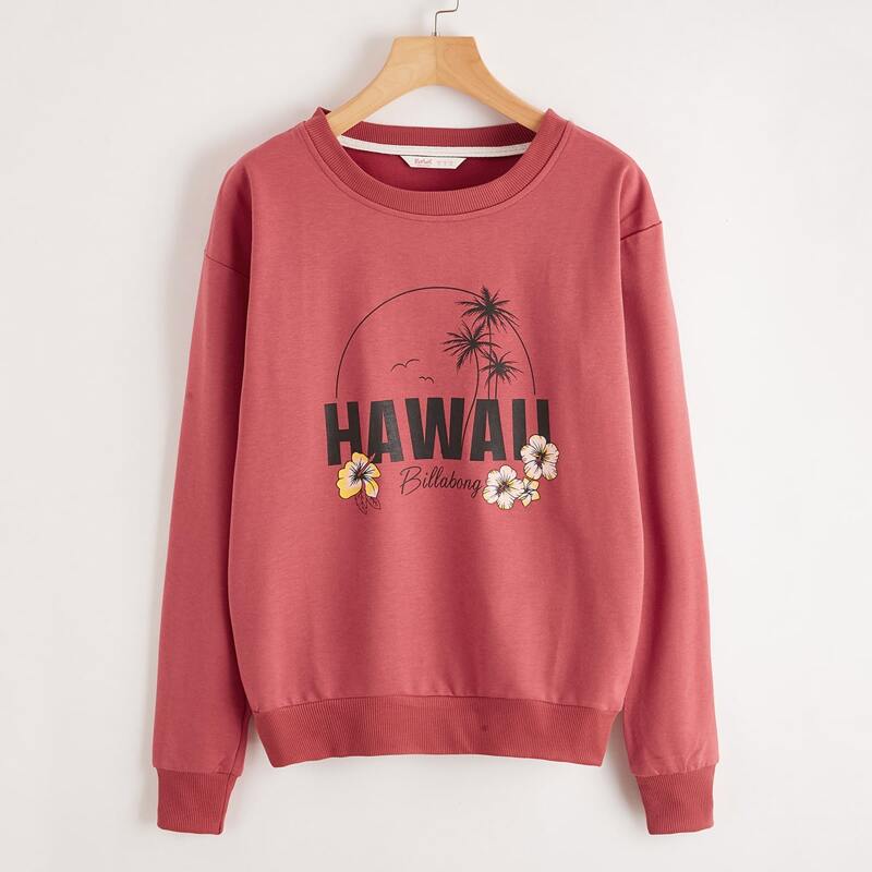 

Letter Tropical Graphic Sweatshirt, Rusty rose