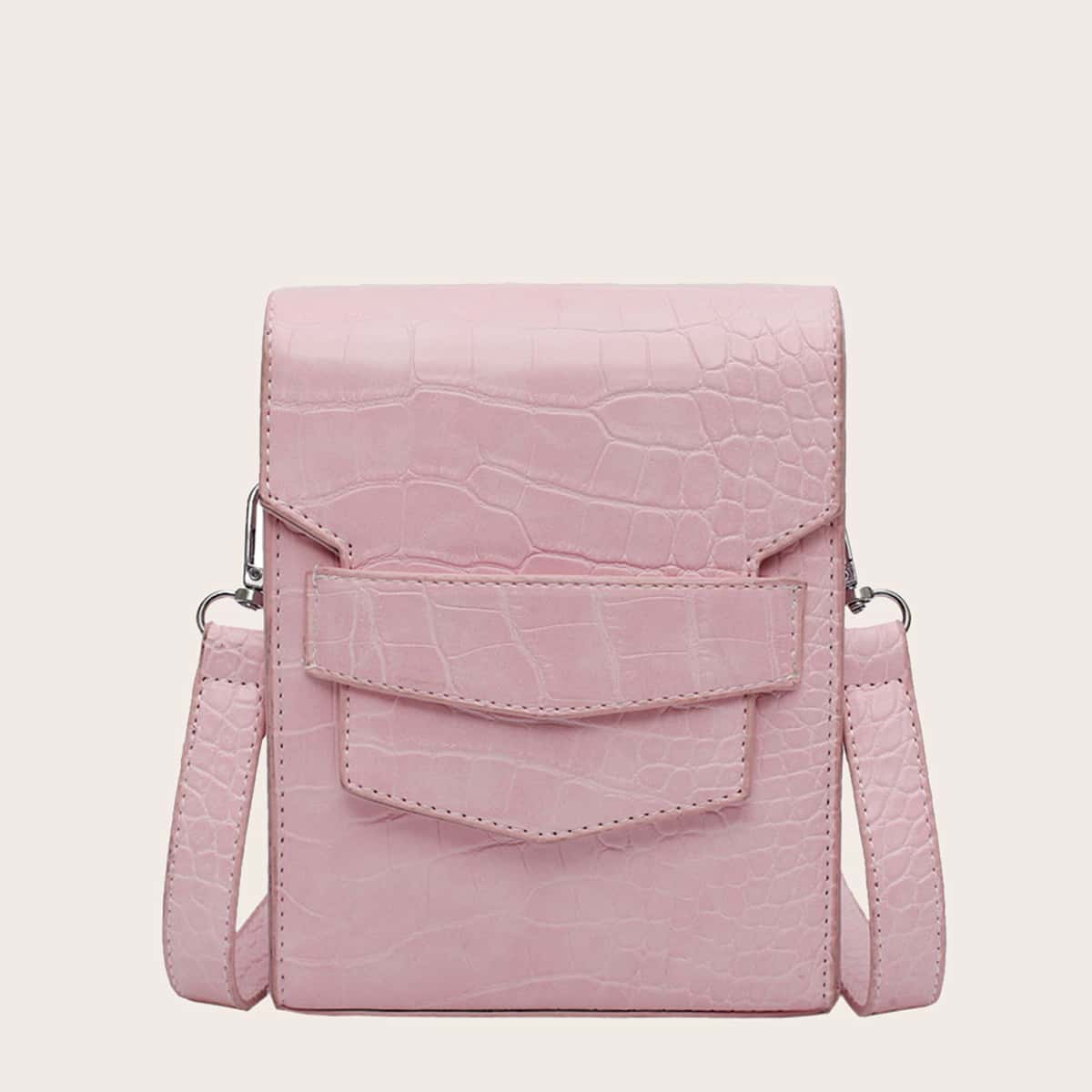 

Croc Embossed Crossbody Bag, Pink