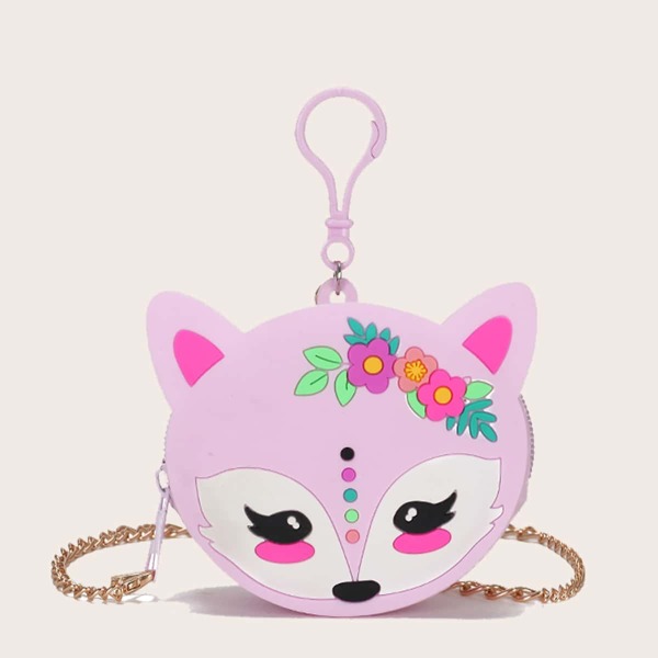 

Girls Cartoon Fox Design Chain Bag, Purple