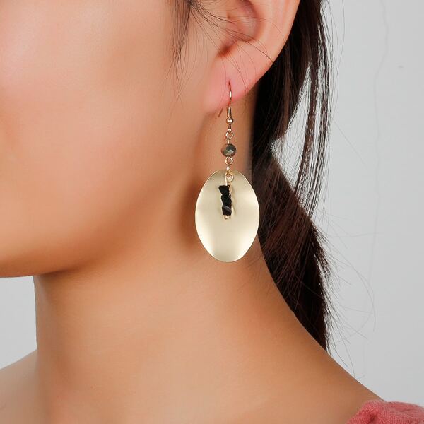 

Metal Geometric Drop Earrings, Gold