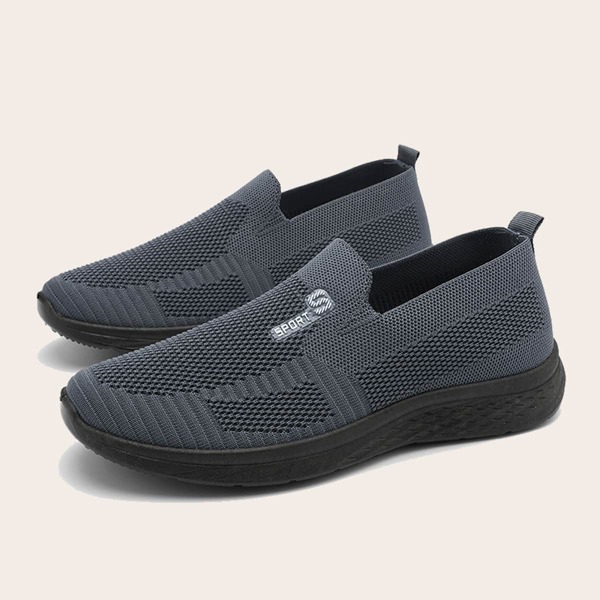 

Men Letter Graphic Knit Slip On Sneakers, Grey