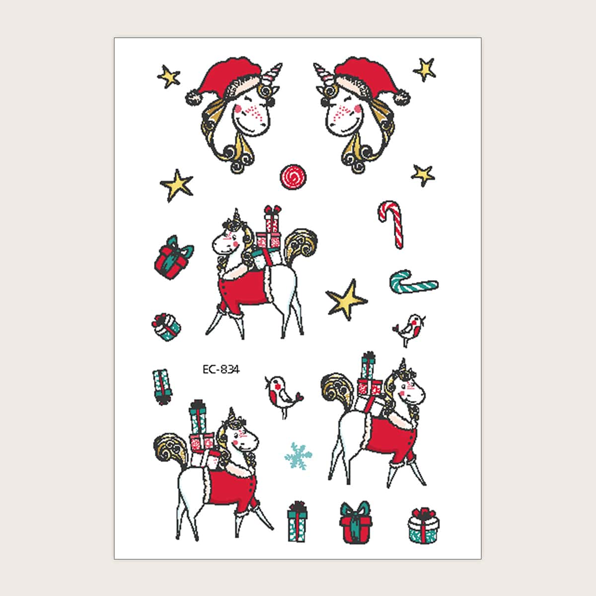 

1pc Christmas Pattern Tattoo Sticker, Multicolor