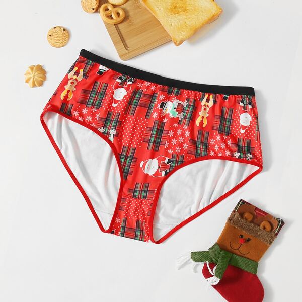 

Plus Christmas Print Panty, Red