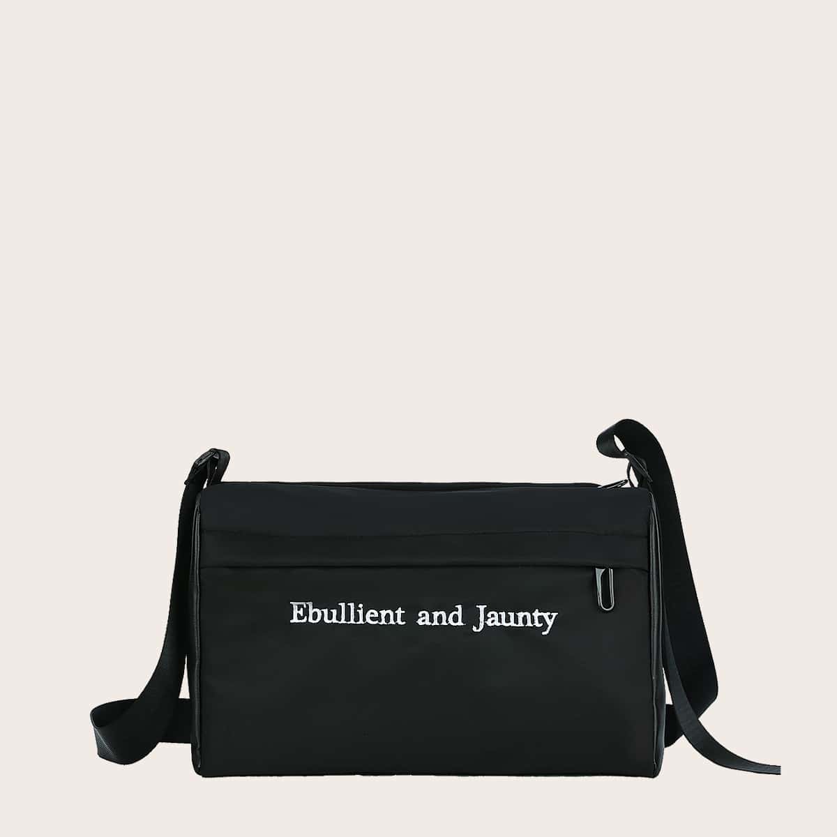 

Letter Graphic Crossbody Bag, Black