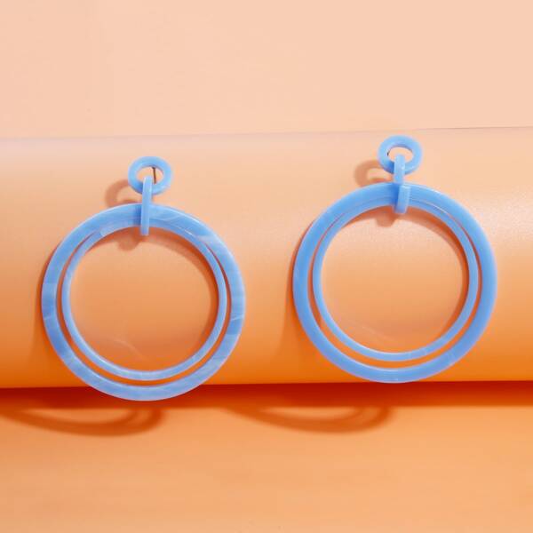 

Acrylic Round Drop Earrings, Blue