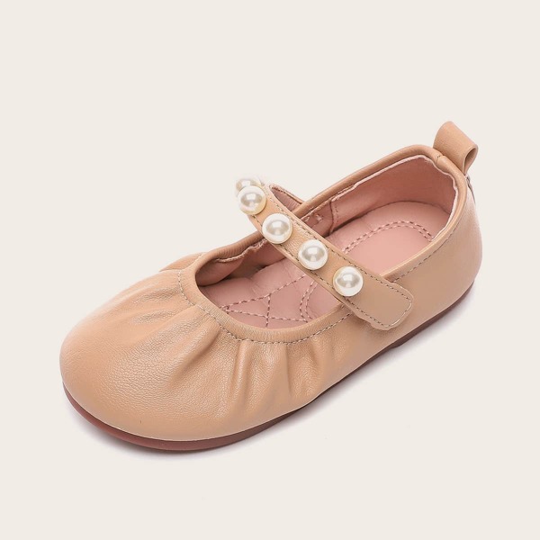 

Toddler Girls Faux Pearl Decor Flats, Khaki