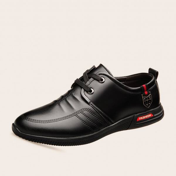 

Men Metal Decor Lace-up Front Dress Shoes, Black