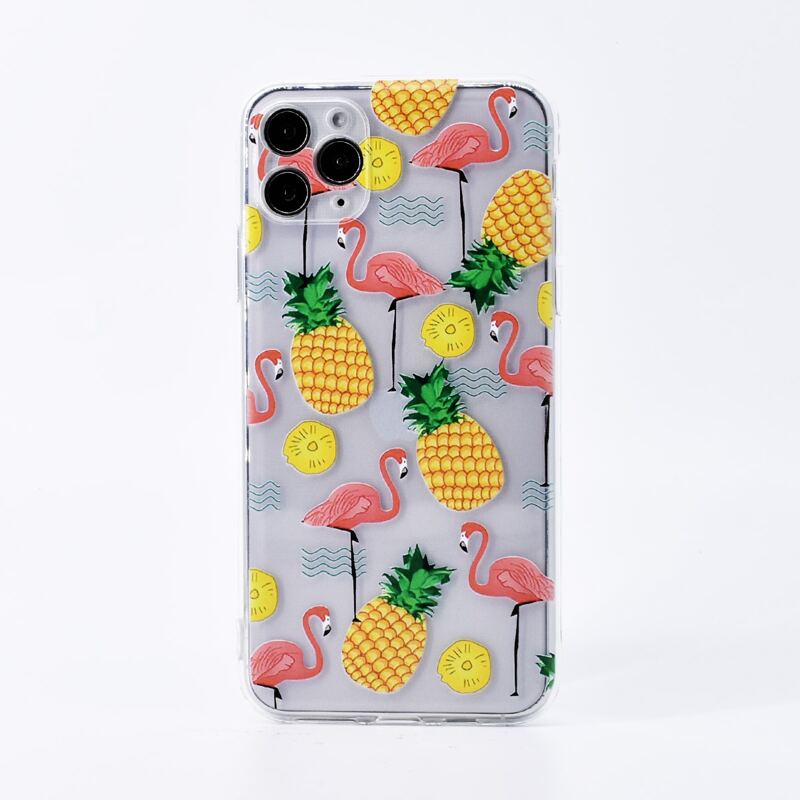 

1pc Flamingo & Fruit Print iPhone Case, Multicolor