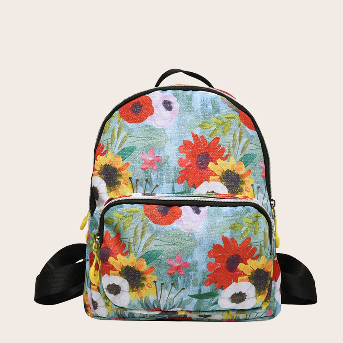 

Allover Flower Print Backpack, Blue