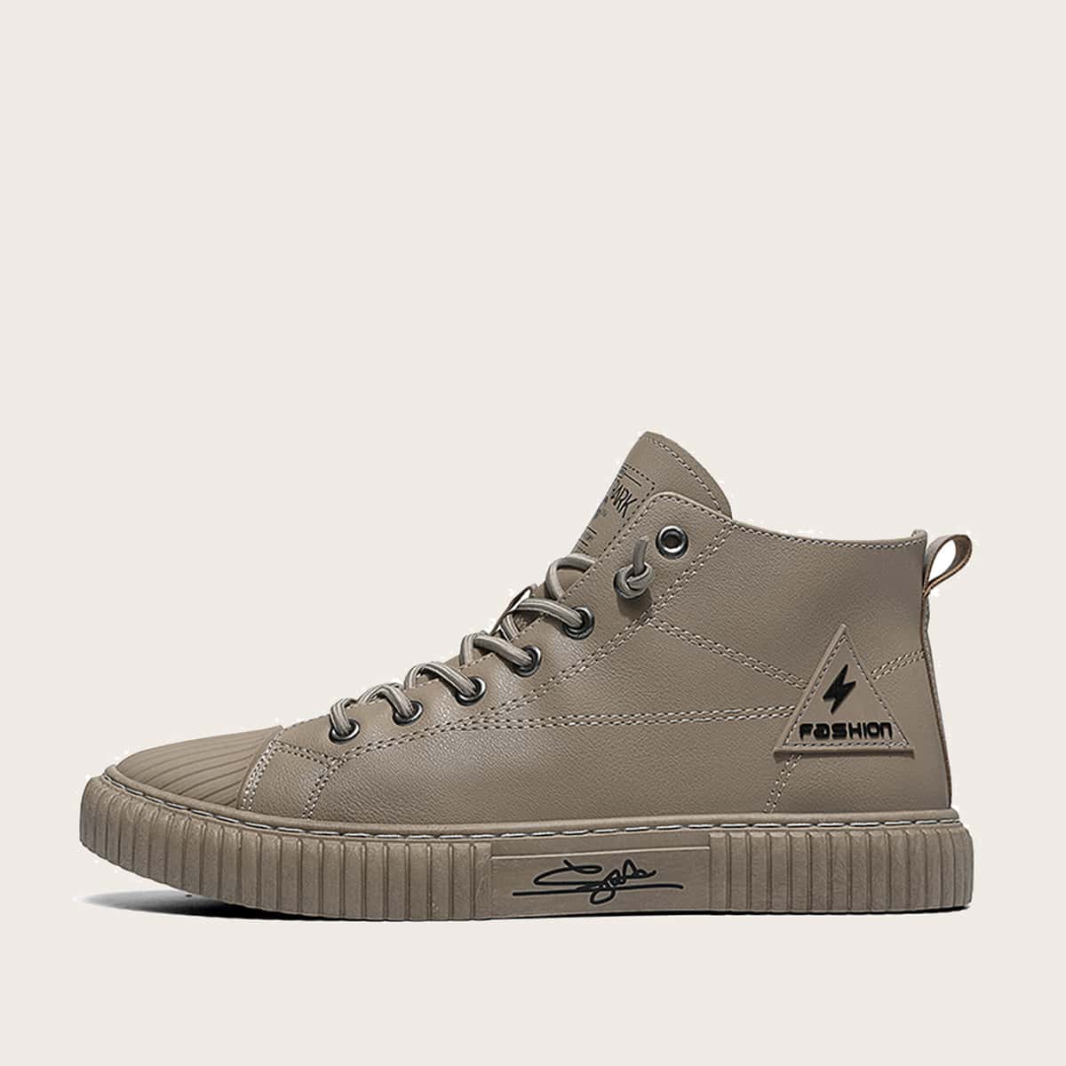 

Guys Lace-up Front Letter Graphic Sneakers, Khaki