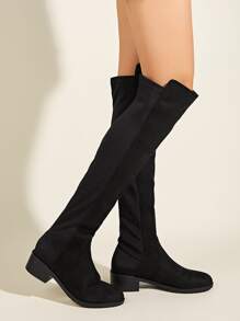 Botas de altura de rodilla simples - Negro - Ver 1