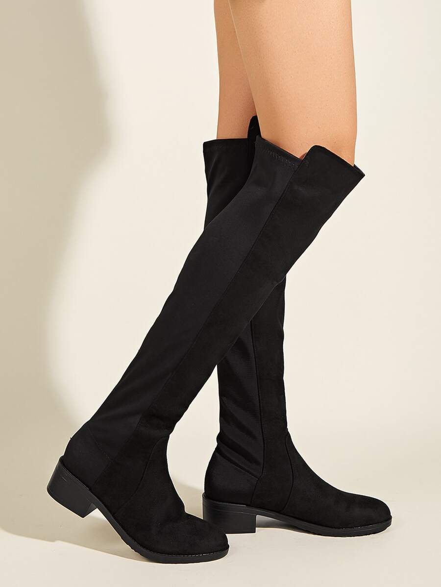 Botas de altura de rodilla simples - Negro - Ver 1