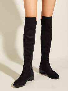 Botas de altura de rodilla simples - Negro - Ver 3