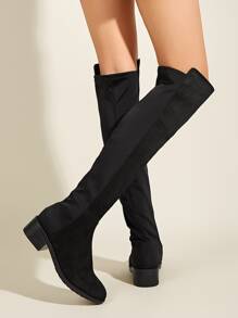 Botas de altura de rodilla simples - Negro - Ver 4