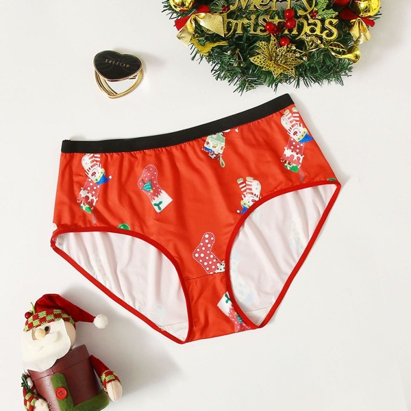 

Plus Christmas Print Panty, Red