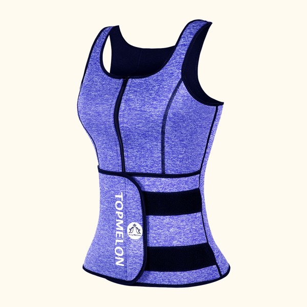 

Plus Letter Graphic Zip Front Waist Trainer, Violet purple