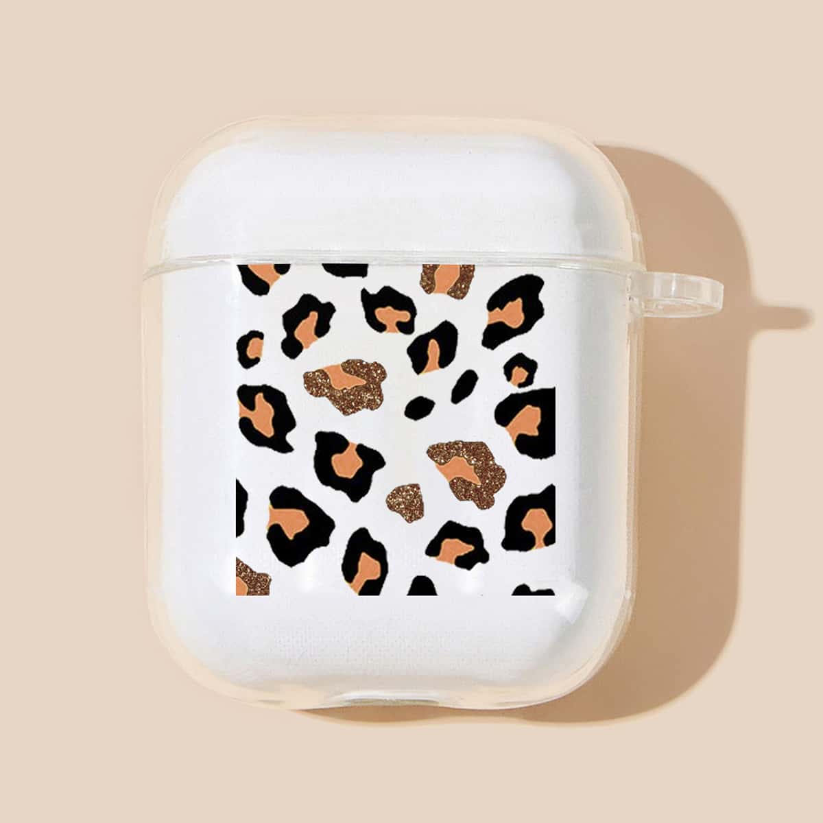 

1pc Leopard Print Airpods Case, Clear