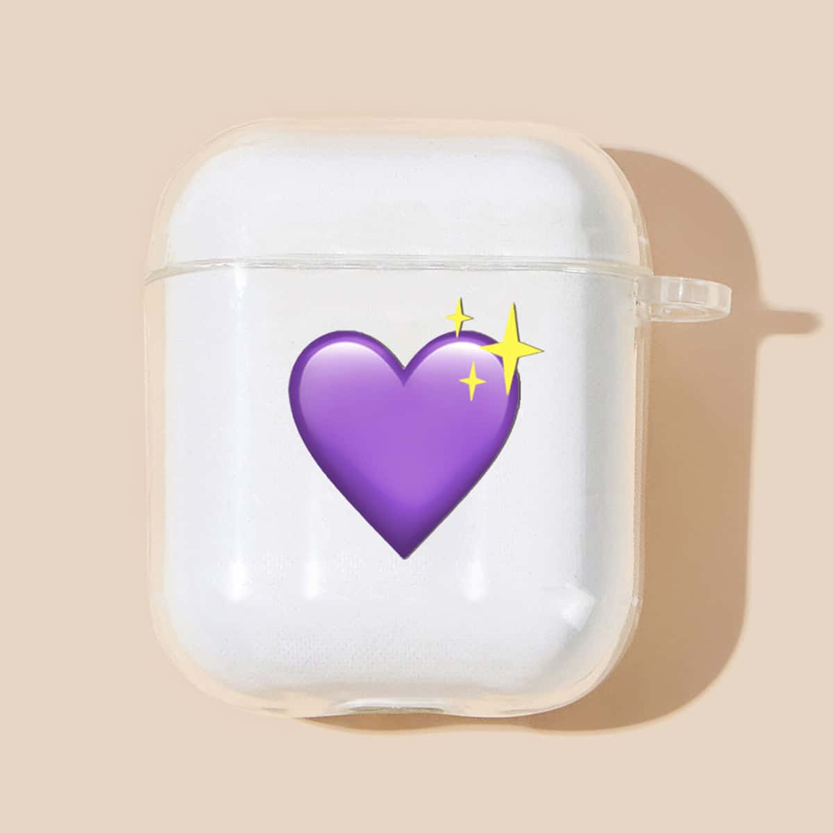 

1pc Heart Print Airpods Case, Clear
